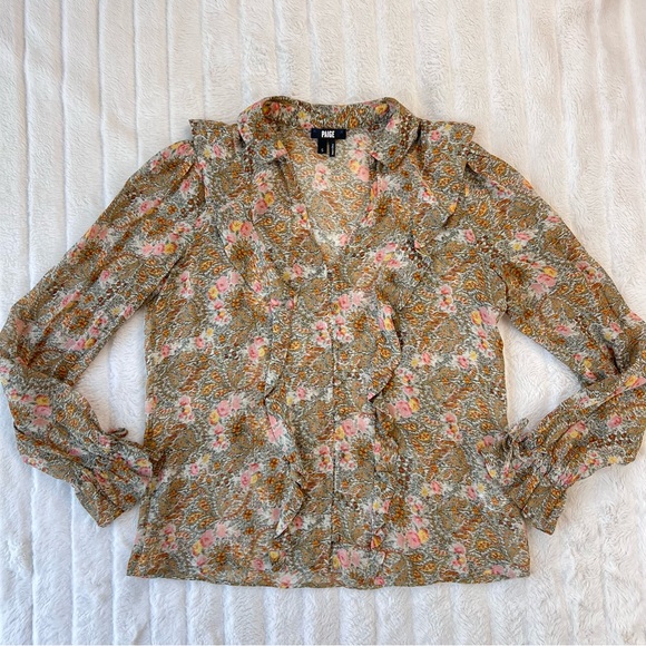 PAIGE Tessa floral print silk chiffon ruffle top - Picture 5 of 9